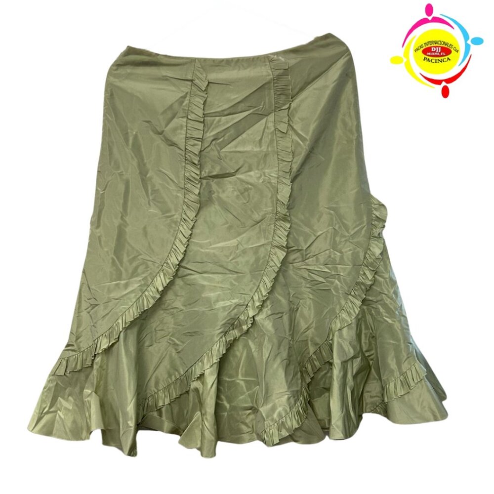 *RICKIE FREEMAN TERI JON MID GREEN SKIRT